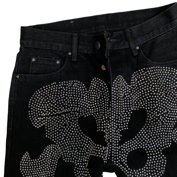 Rare MNML D249 Skeleton Straight Studded Jeans Size 28 Black - Picture 4 of 11